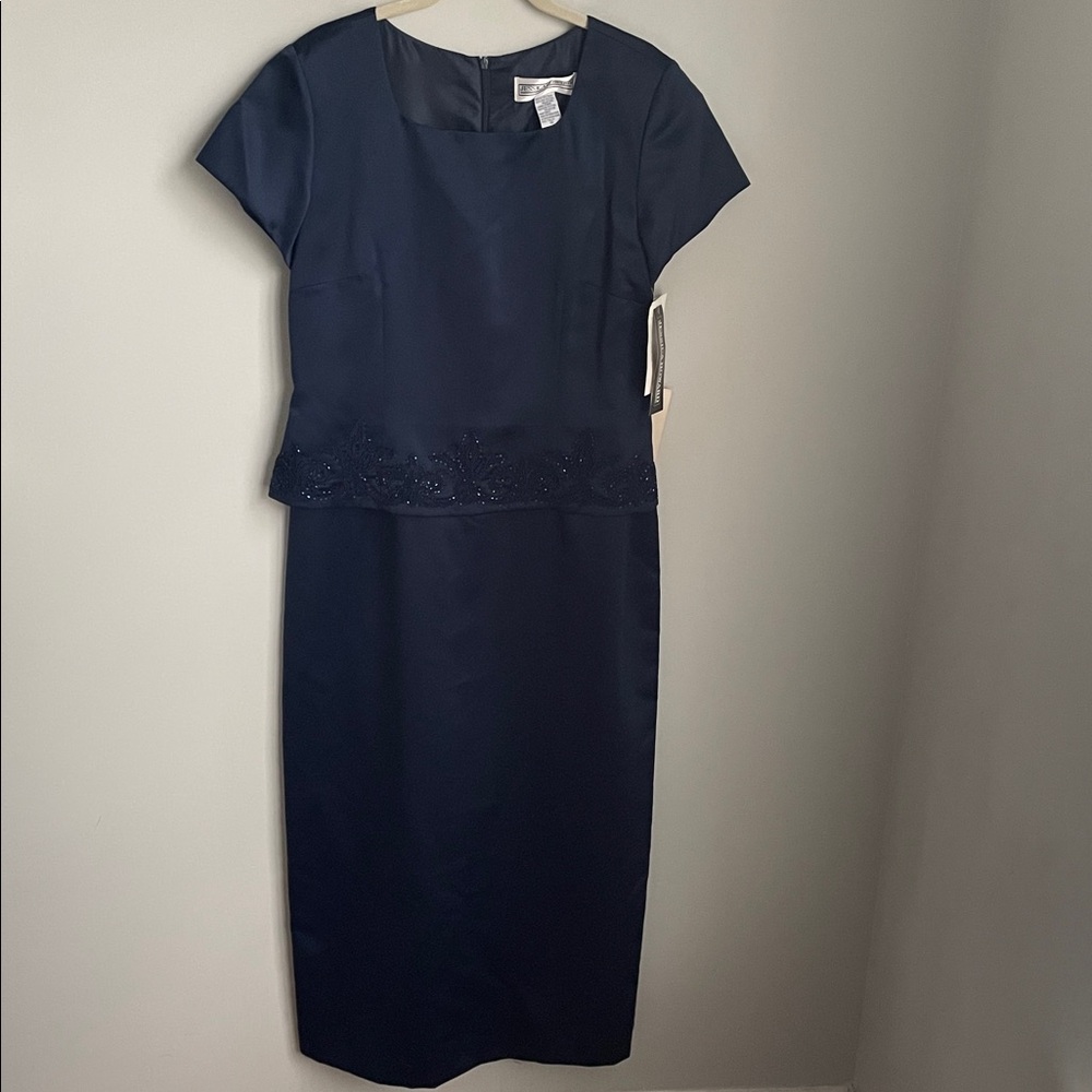 New Jessica Howard Navy Blue Mother of the Bride Short Sleeve Dress Size 12